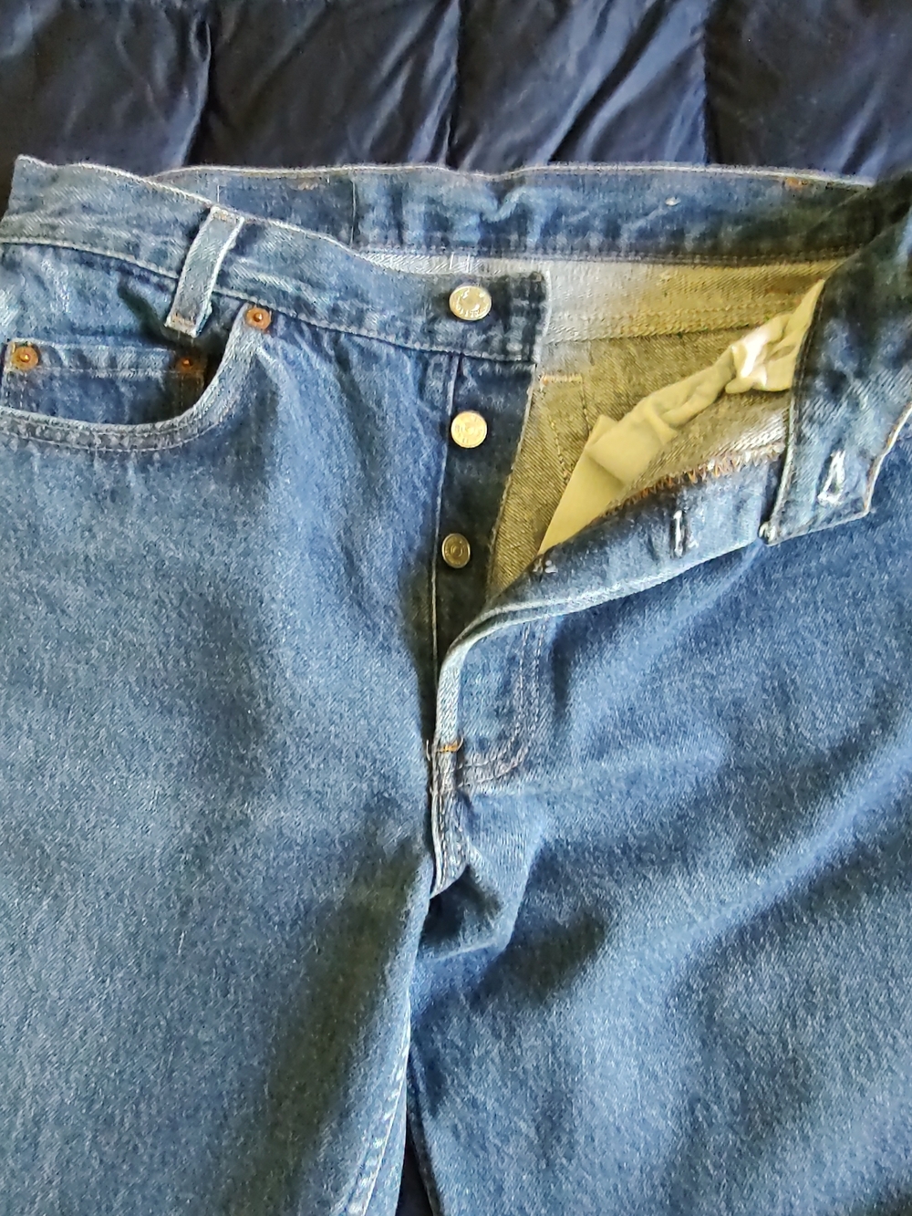 Vintage Levi's Women's Straight Blue Denim Jeans with Button Fly